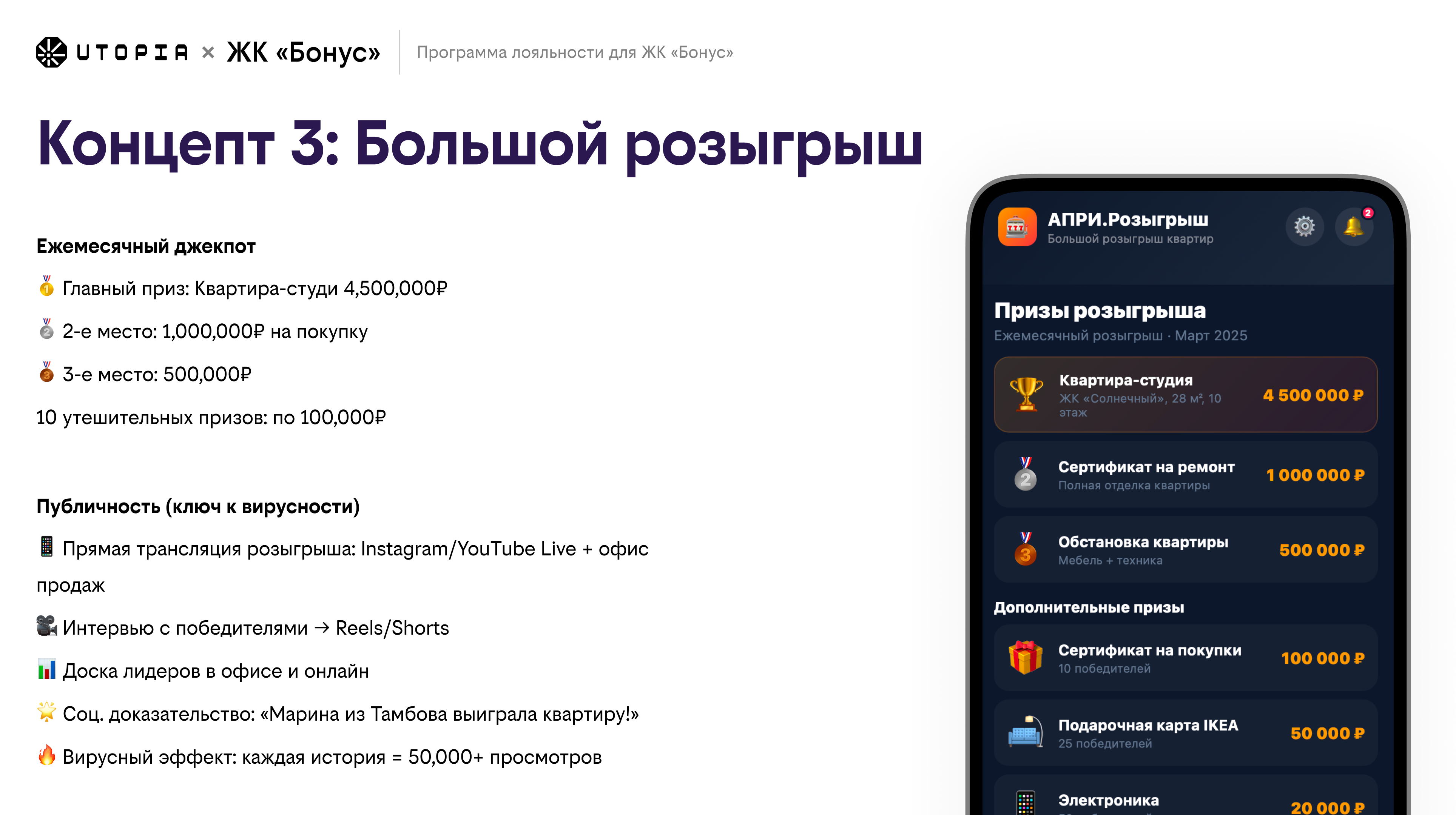 Концепт 3: Призы розыгрыша